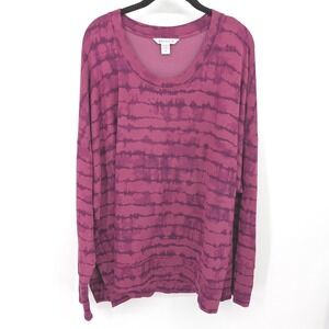 Athleta Coaster Luxe Sweatshirt Women Plus 3X Purple Tie Dye Pullover Athleisure